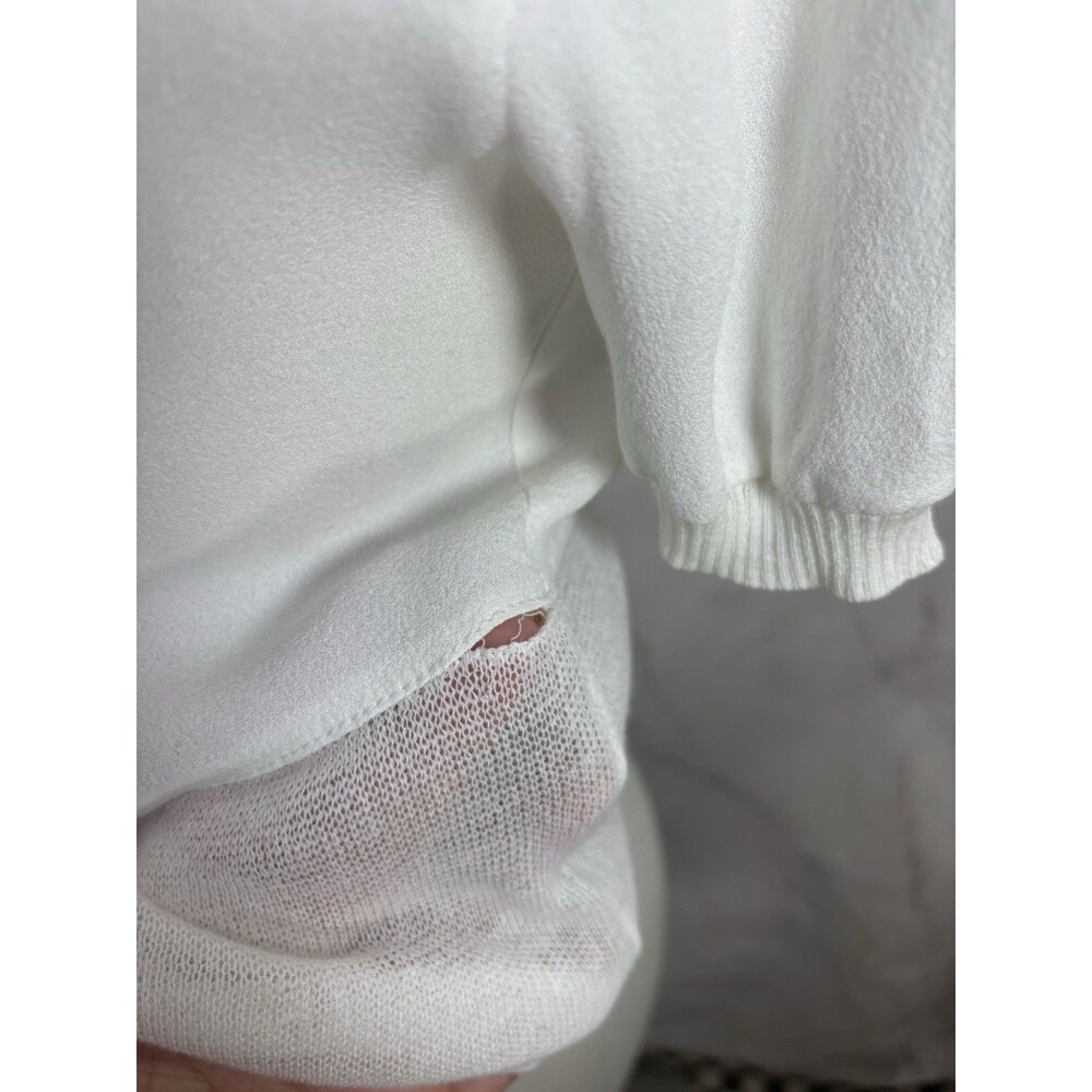 STAUD Short Sleeve Polo Mesh Top Blouse Women XS White Cropped Preppy Retro - Picture 7 of 16
